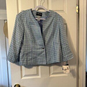 Women's Sag Harbor Blue and White Tweed Blazer.  14 Petite.  NWT.